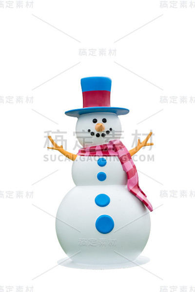 快乐的雪人在白色的背景
