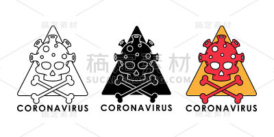 冠状病毒2019-nCoV图标矢量插图。