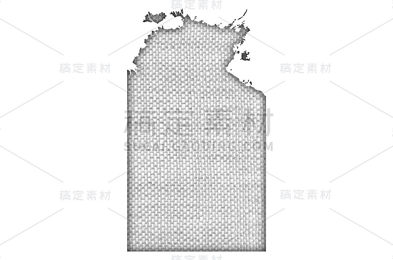 旧亚麻布上的北领地地图