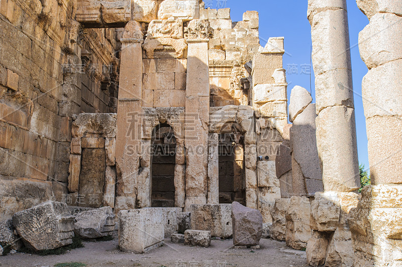 Baalbek，黎巴嫩Beqaa山谷中的一个城镇，位于利塔尼河以东。罗马时期的废墟。