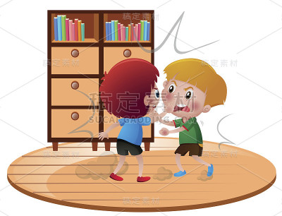 两个愤怒的男孩在打架