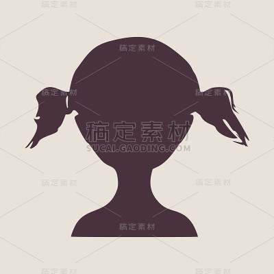 小女孩的侧影。