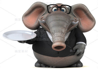 有趣的大象- 3D插图