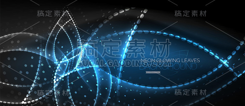 霓虹叶背景，绿色能源理念