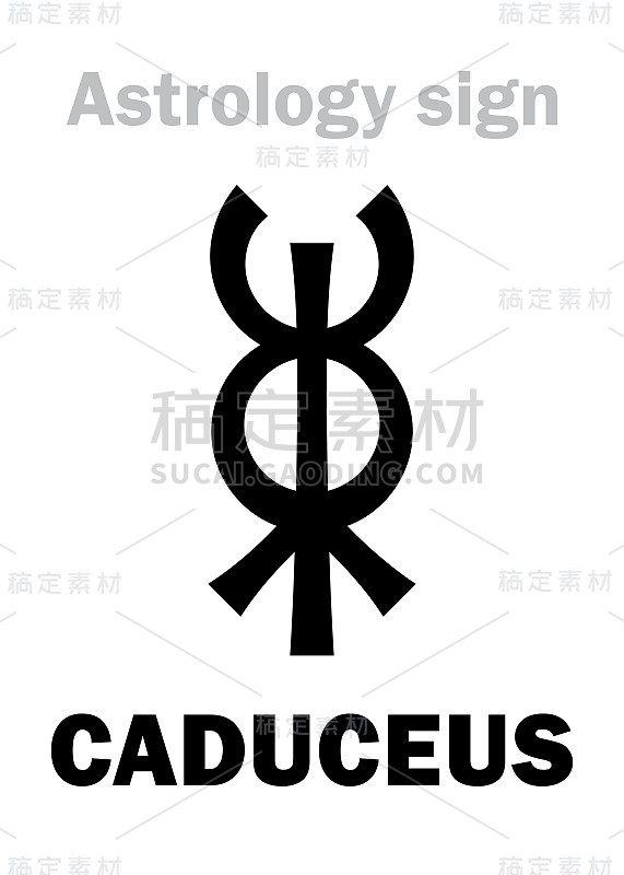 占星字母表:水星的守护神。象形文字符号(单符号)。
