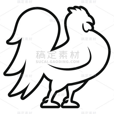 风格化公鸡插图孤立在白色背景