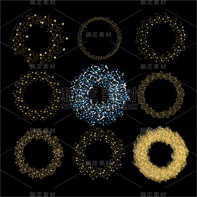 金箔刷散金箔，闪耀矢量金圈