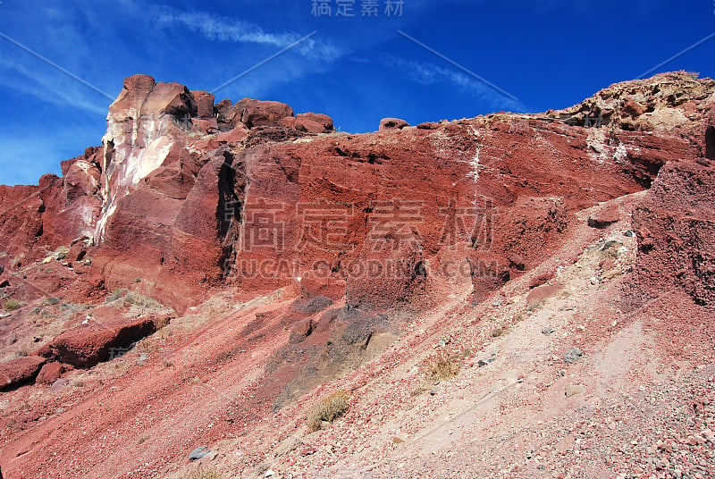 圣托里尼岛的红海滩火山景观