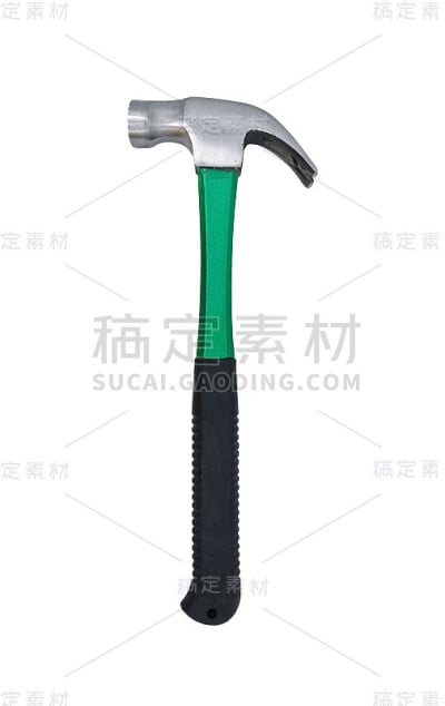 特写一个新的锤子孤立的白色背景。单锤子与黑色橡胶抓地力