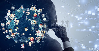 AI(人工智能)概念。通信网络。