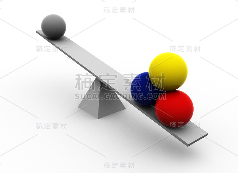跷跷板五颜六色的球