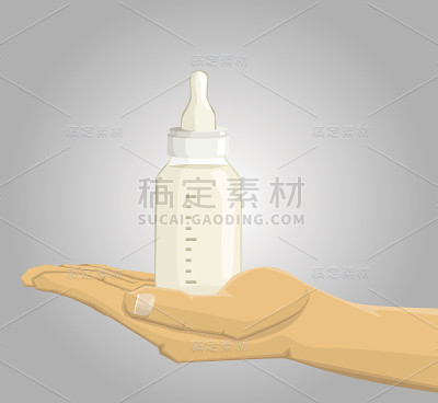 手拿婴儿奶瓶