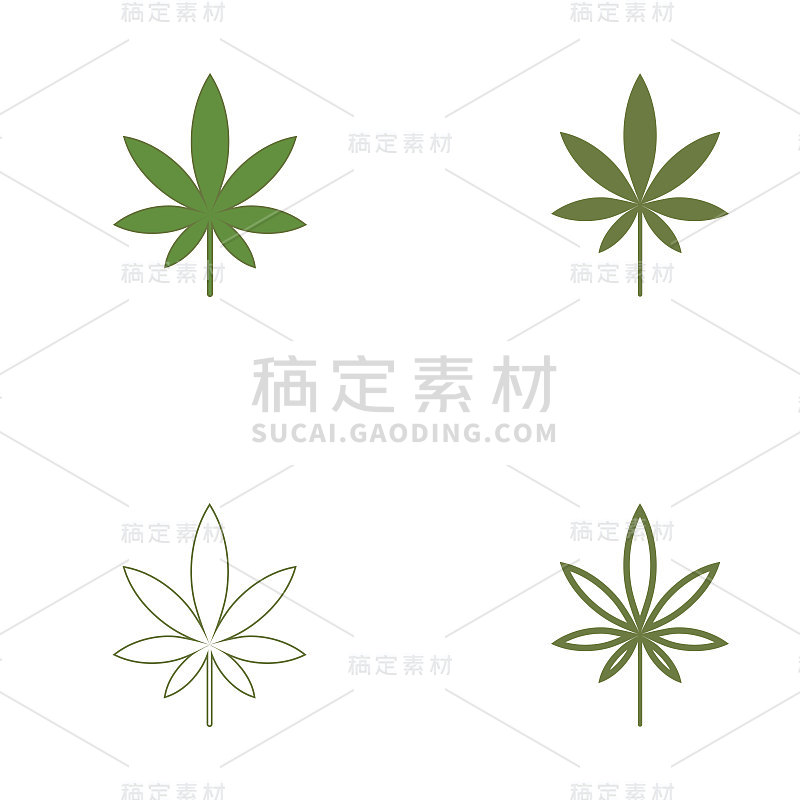 大麻叶健康自然标志向量