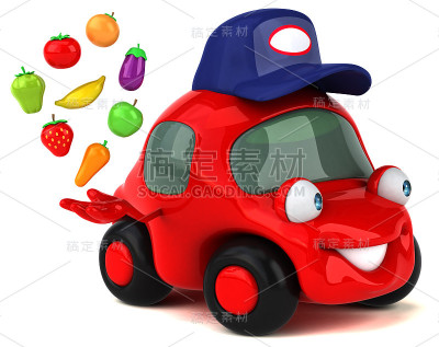 有趣的汽车- 3D插图