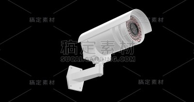 黑色3D渲染闭路电视摄像机