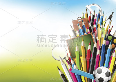 彩色蜡笔和学习用品