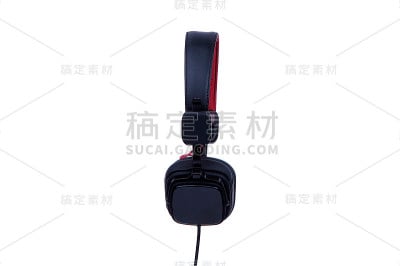 黑色耳机孤立在白色背景。