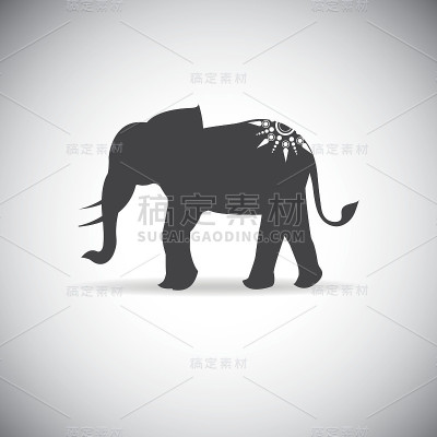 纹身的大象剪影