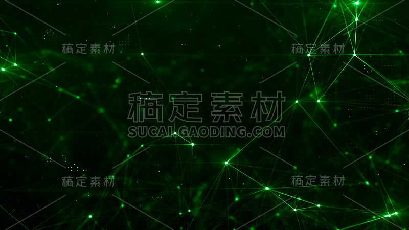 摘要神经丛结构中有许多发光的线和粒子。连接的概念。创造性的技术背景与数字合成和光学耀斑。三维渲染