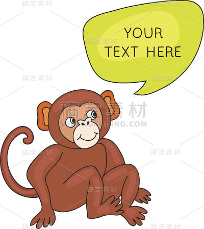 带有语音泡泡的搞笑猴子。