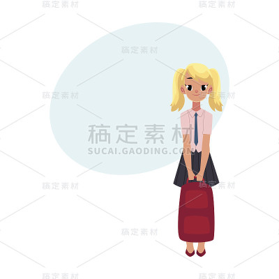 学生，穿着校服背着书包的女孩