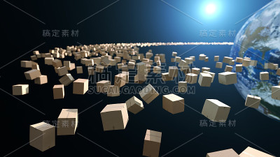 包裹环绕地球飞行