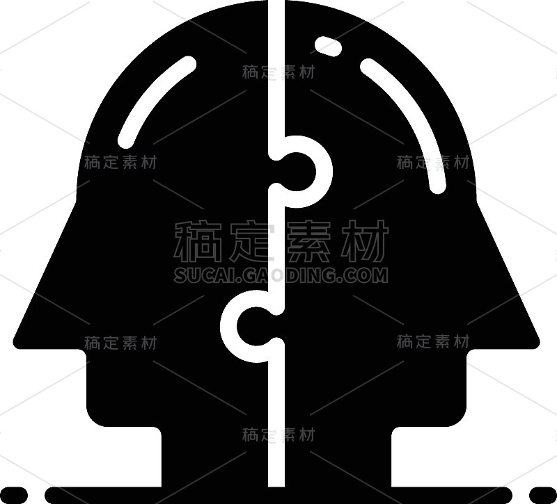 人类思维困惑的概念，人力资源管理符号在白色的背景，问题解决思维矢量字形图标设计