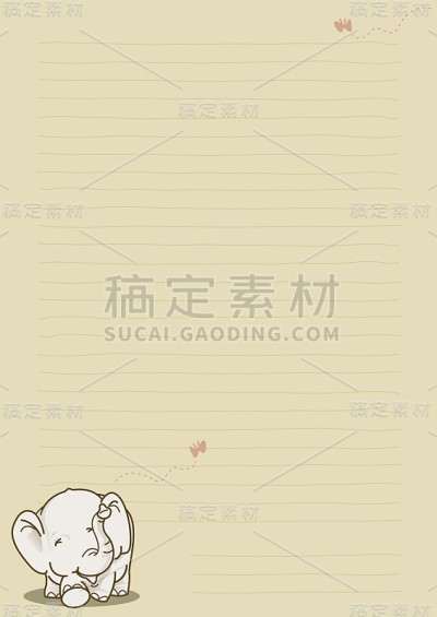 可爱的大象和蝴蝶在备忘录纸上玩耍