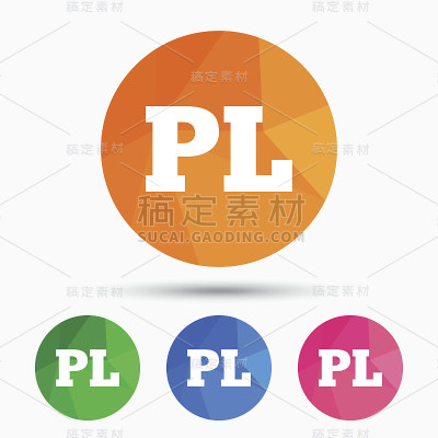 波兰语符号图标。PL翻译