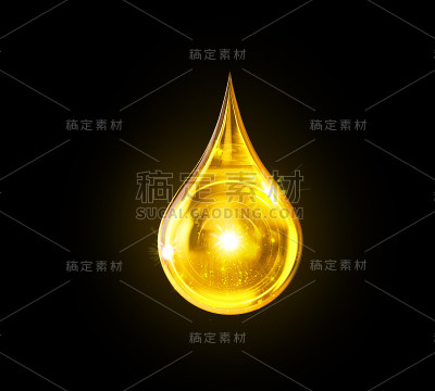 油滴孤立在黑色背景。