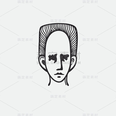 一个男人的头像。矢量插图的人与原来的发型。一个现代风格设计的男人的肖像