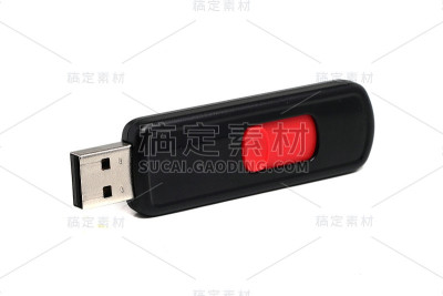 白色背景下的黑色u盘
