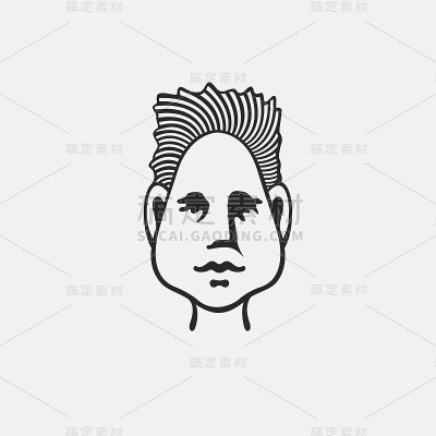 一个男人的头像。矢量插图的人与原来的发型。一个现代风格设计的男人的肖像