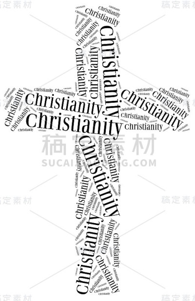 基督教的象征。词云插图。