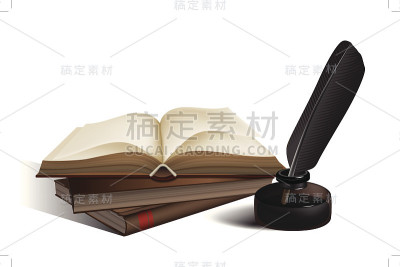羽毛笔和书