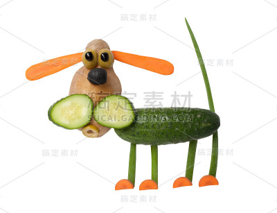 用蔬菜做的困惑的狗