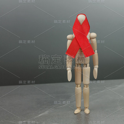 带有HIV红丝带的木制图案
