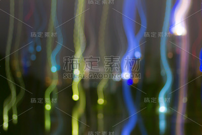 曼谷市内的散景灯的抽象图像。