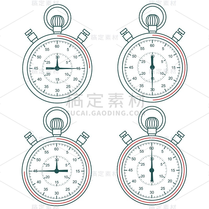 旧的箭头秒表。在白色的背景上。