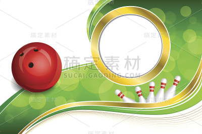 背景抽象绿色保龄球红球金色框架插图向量