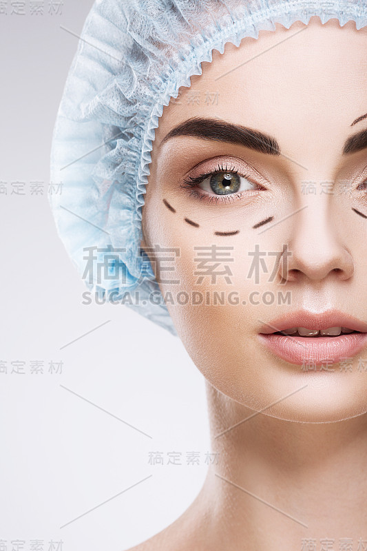 病人脸上的穿孔线
