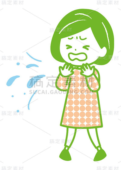 这是一个女人咳嗽或打喷嚏没有按住她的插图。矢量图像。