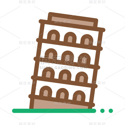 比萨塔图标矢量轮廓插图