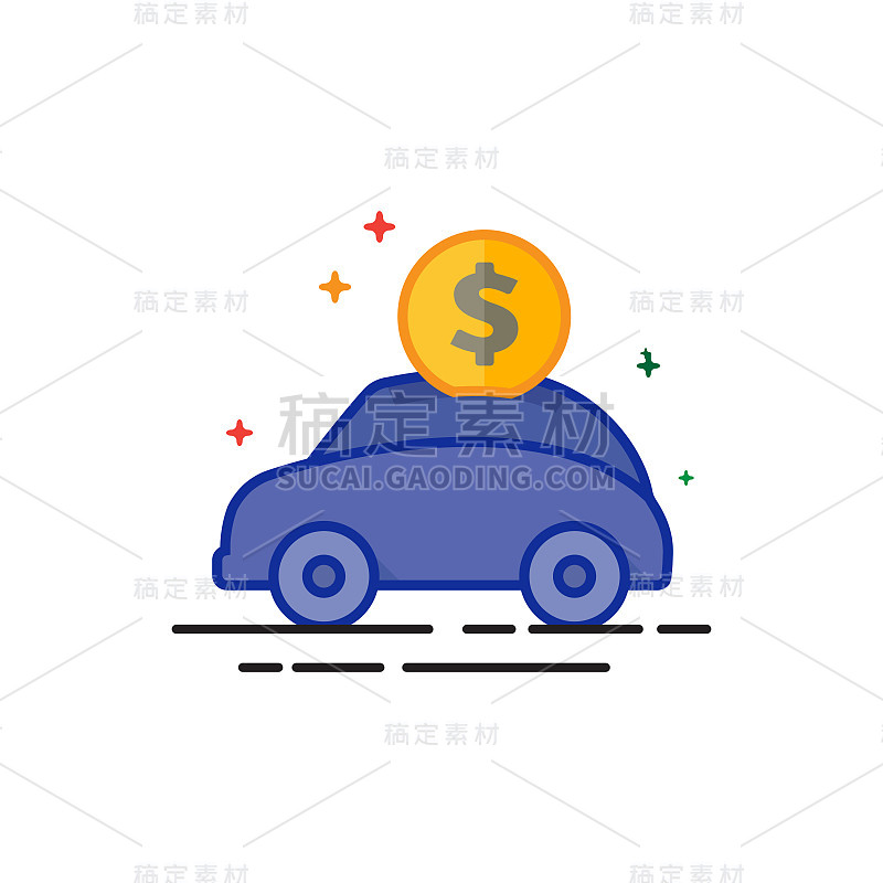Flat Color Icon - Car piggybank