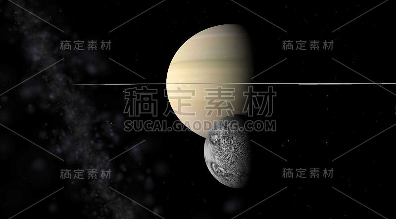 土星和卡利普索的背景上的恒星“n