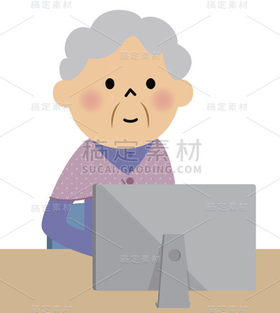 女性老年人的电脑