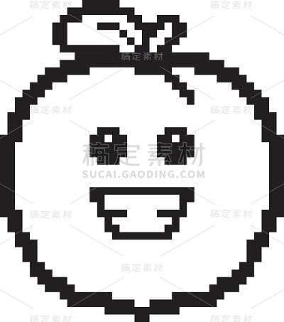 微笑的8位卡通桃子