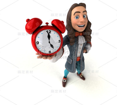 3D插图的卡通人在历史巴洛克服装