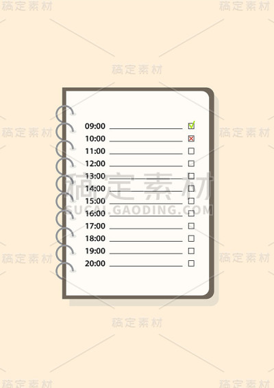 扁平样式的记事本。图标矢量图。用简单的方式和时间表做清单。