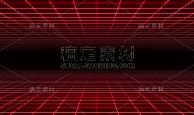抽象复古未来的红色激光网格背景。矢量图